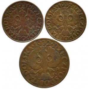 Poland, Second Republic, lot 1 and 2 pennies 1931-1932, Warsaw