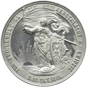 Niemcy, medal z 1863, 50 rocznica bitwy pod Lipskiem 1813, syg. Deschler