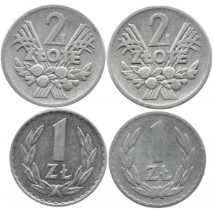 Polen, PRL, Lot von 4 Aluminiummünzen, Warschau