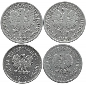 Polska, PRL, lot 4 monet z aluminium, Warszawa