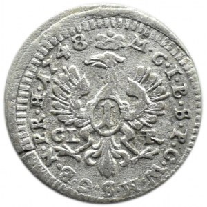 Německo, Brandenburg-Bayreuth, Frederick, 1 kreuzer 1748 CL-R