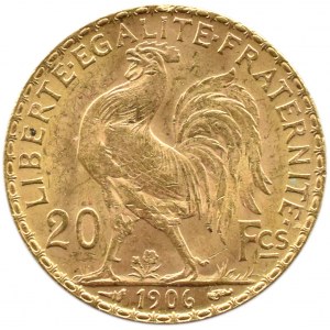 Francja, Republika, Kogut, 20 franków 1906, Paryż