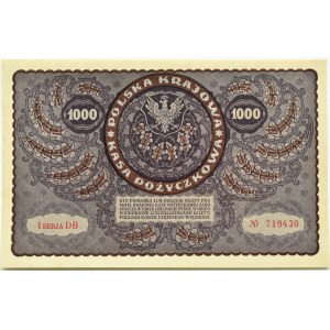Polen, Zweite Republik, 1000 Mark 1919, 1. Serie DB - Typ 7, Warschau, schön!