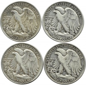 USA, 1/2 dolara, lot monet 1937-1945, Filadelfia