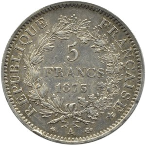 Francja, Republika, 5 franków 1873 A, Paryż