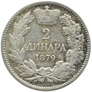 Srbsko, Milan I, 2 dináre 1879
