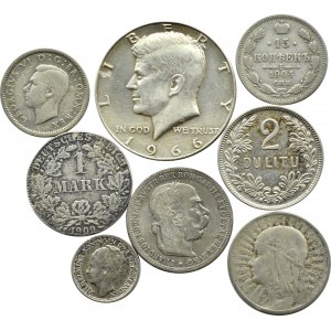 Europa/Amerika, Posten von 8 Silbermünzen