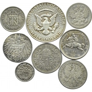 Europe/America, lot of 8 silver coins