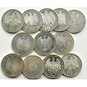 Germany, FRG, lot 10 marks 1998-2001 A/D/F/G/J, Berlin/Munich/Karslruhe/Stuttgart/Hamburg