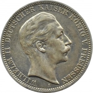 Deutschland, Preußen, Wilhelm II, 3 Mark 1908 A, Berlin