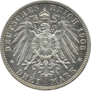 Deutschland, Preußen, Wilhelm II, 3 Mark 1908 A, Berlin