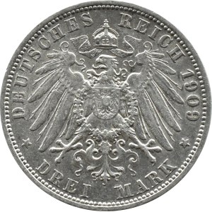 Deutschland, Preußen, Wilhelm II, 3 Mark 1909 A, Berlin