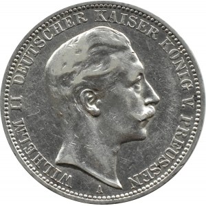 Německo, Prusko, Wilhelm II, 3 marky 1911 A, Berlín