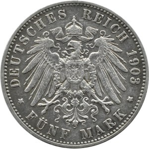 Germany, Prussia, Wilhelm II, 5 marks 1903 A, Berlin
