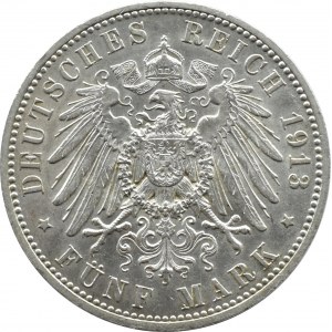 Germany, Prussia, Wilhelm II, 5 marks 1913 A, Berlin