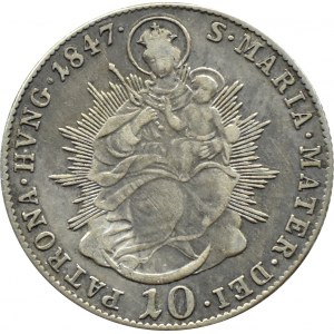 Hungary, Ferdinand I, 10 krajcars 1847 B, Kremnica