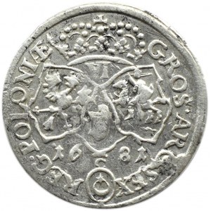 Johann III. Sobieski, Sixpence 16(c)81, Krakau, Büste in Rüstung