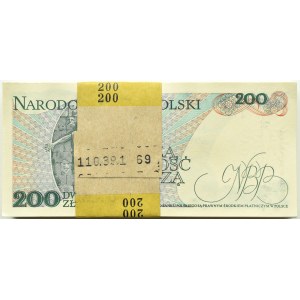 Polska, PRL, paczka bankowa 200 złotych 1988, Warszawa, seria EL