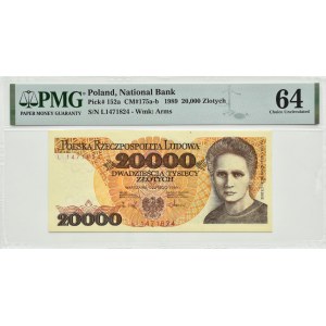 Polska, PRL, M. Skłodowska, 20000 złotych 1989, seria L, Warszawa, PMG 64