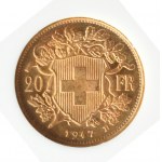 Švýcarsko, Heidi, 20 franků 1947, Bern, NGC MS67