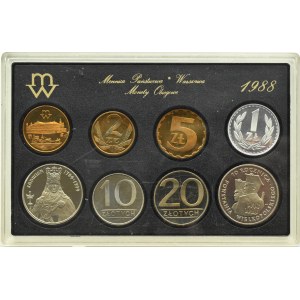 Polska, PRL, polskie monety obiegowe, 1-100 złotych 1988, Warszawa