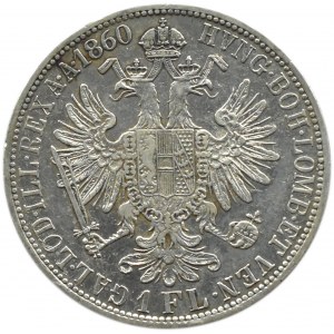 Austria-Hungary, Franz Joseph I, 1 florin 1860 A, Vienna