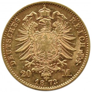 Germany, Bavaria, Ludwig II, 20 marks 1873 D, Munich