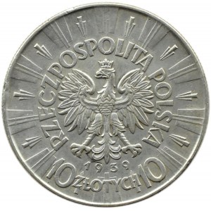 Polska, II RP, Józef Piłsudski, 10 złotych 1939, Warszawa