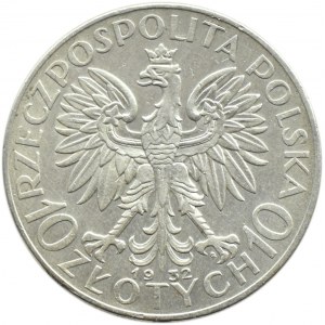 Polsko, Druhá republika, Hlava ženy, 10 zlotých 1932, Varšava