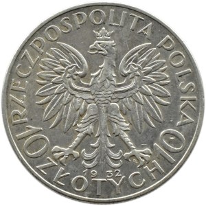 Polen, Zweite Republik, Kopf einer Frau, 10 Zloty 1932, Warschau