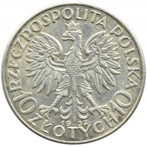 Polen, Zweite Republik, Kopf einer Frau, 10 Zloty 1932, London