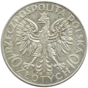 Poland, Second Republic, Head of a Woman, 10 zloty 1933, Warsaw