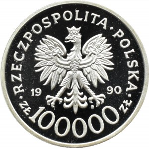 Polen, Dritte Republik, 100.000 Zloty 1990, 10 Jahre Solidarnosc, Warschau, Sorten der so genannten Fetten