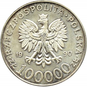 Polsko, III RP, Solidarita, 100000 zlotých 1990, typ A, Varšava, UNC