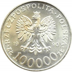 Poland, III RP, Solidarity, 100000 gold 1990, type A, Warsaw, UNC