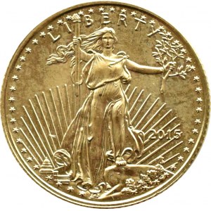 USA, 5 dolarů 2015, 1/10 unce zlata, UNC