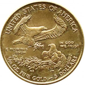 USA, 5 dolarů 2015, 1/10 unce zlata, UNC