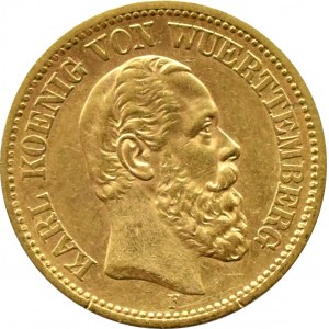 Německo, Württemberg, Karl, 20 značek 1873 F, Stuttgart