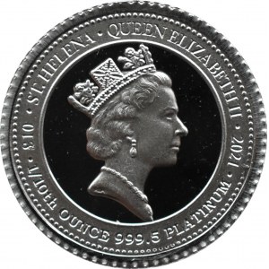 Insel St. Helena, Elizabeth II, £10 2021, 1/10 Unze Platin, UNC