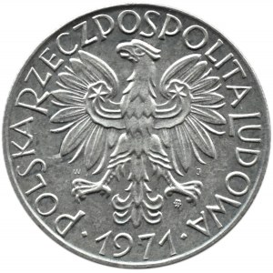 Poľsko, PRL, Rybak, 5 zlotých 1971, Varšava, UNC