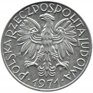 Polsko, PRL, Rybak, 5 zlotých 1971, Varšava, UNC