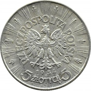 Polsko, Druhá republika, Józef Piłsudski, 5 zlotých 1934, Varšava