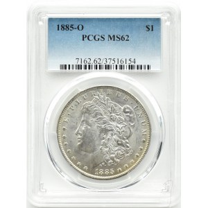 USA, Morgan, 1 dolar 1885 O, Nowy Orlean, PCGS MS62