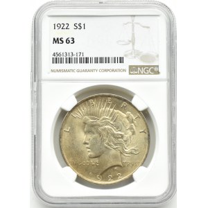 USA, Frieden, $1 1922, Philadelphia, NGC MS63