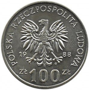 Polen, PRL, Jadwiga, 100 Zloty 1988, Sorte ohne Designermonogramm