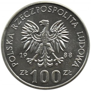 Poland, PRL, Jadwiga, 100 zloty 1988, variety without designer monogram