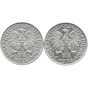 Polska, PRL, Rybak, lot 5 złotych 1974 - dwie odmiany, Warszawa