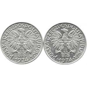 Polen, Volksrepublik Polen, Rybak, Lot 5 Zloty 1974 - zwei Sorten, Warschau
