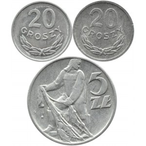 Polen, Republik Polen/Polen, Lot von 3 Münzen 1949-1972, Aluminium, Kremnica/Warschau