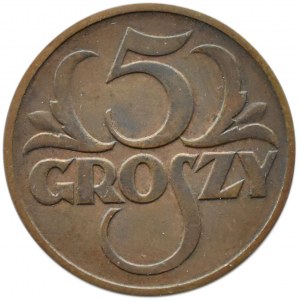 Polsko, Druhá republika, 5 groszy 1934, Varšava, vzácné